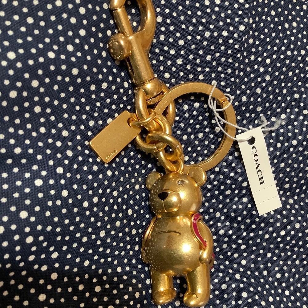 Coach teddy bear key chain nwt